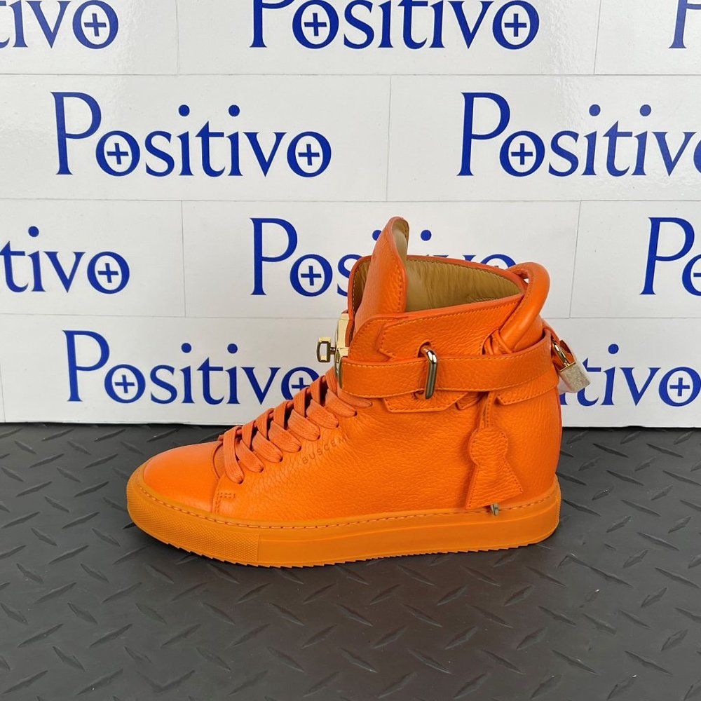 Buscemi Womens 100MM ALTA Orange Leather Sneakers US 7 SAMPLE